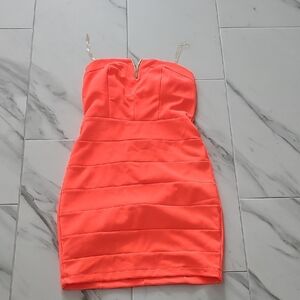 Emerald Sundae Strapless Coral Dress